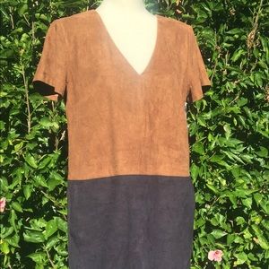 1 State faux suede color block dress NWT